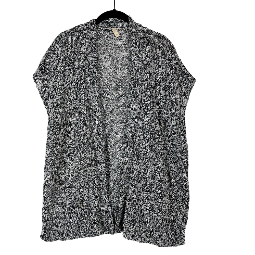Eileen Fisher Sweater Women's XS Black Open Gray Cardigan Knit Linen Cotton